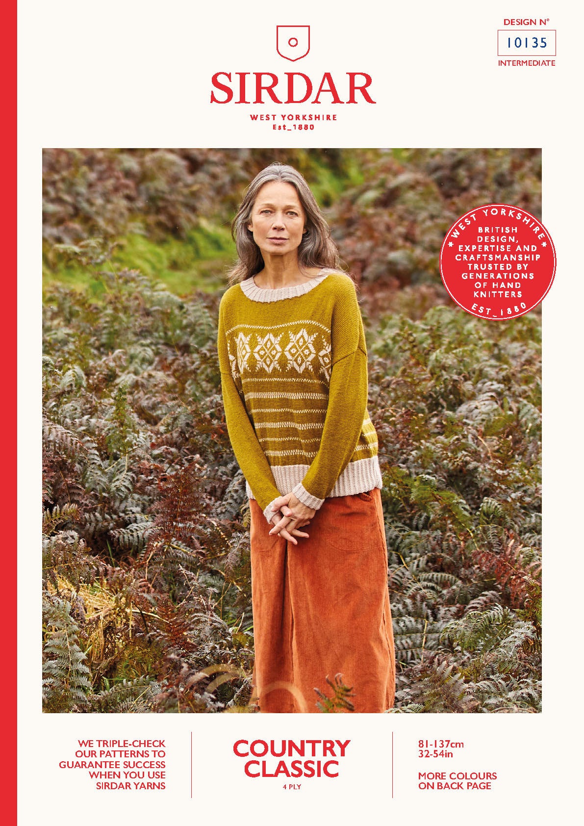 Sirdar Pattern 10135 - Fairisle Striped Slouchy Sweater-Sirdar country classic 4 ply - Product image