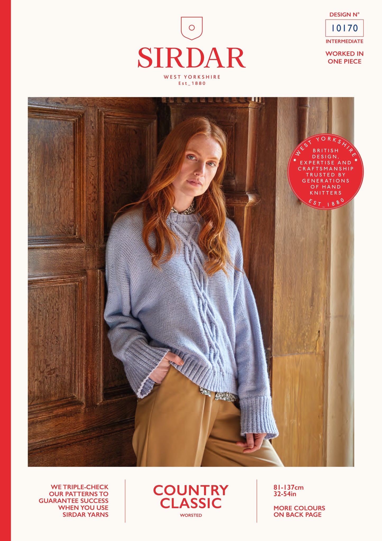 Sirdar Pattern 10170 - Womens relaxed cable bell sleeve sweater-Sirdar ciuntry classic worstead - Product image