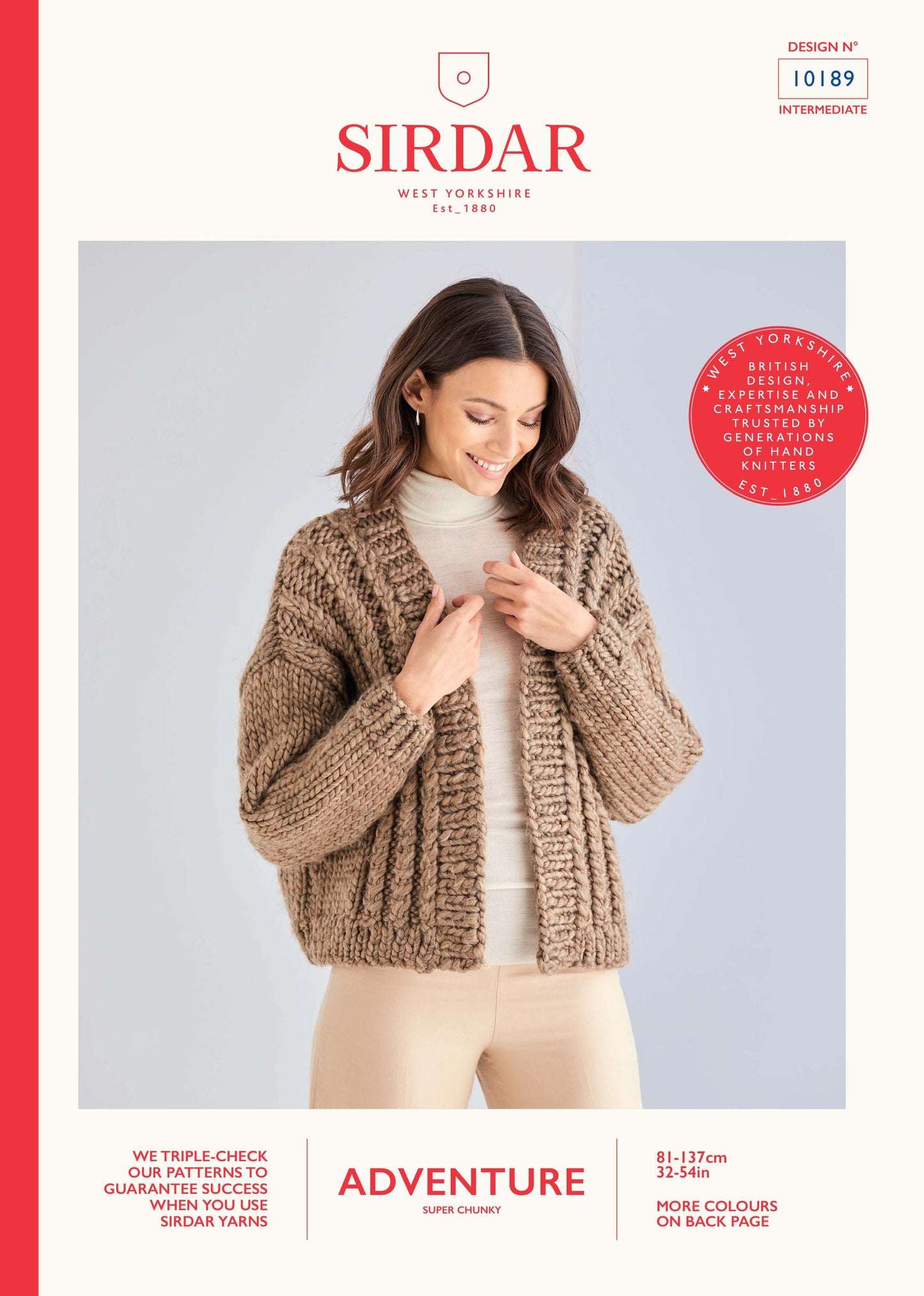 Sirdar Pattern 10189 - Ribbed cardigan-S