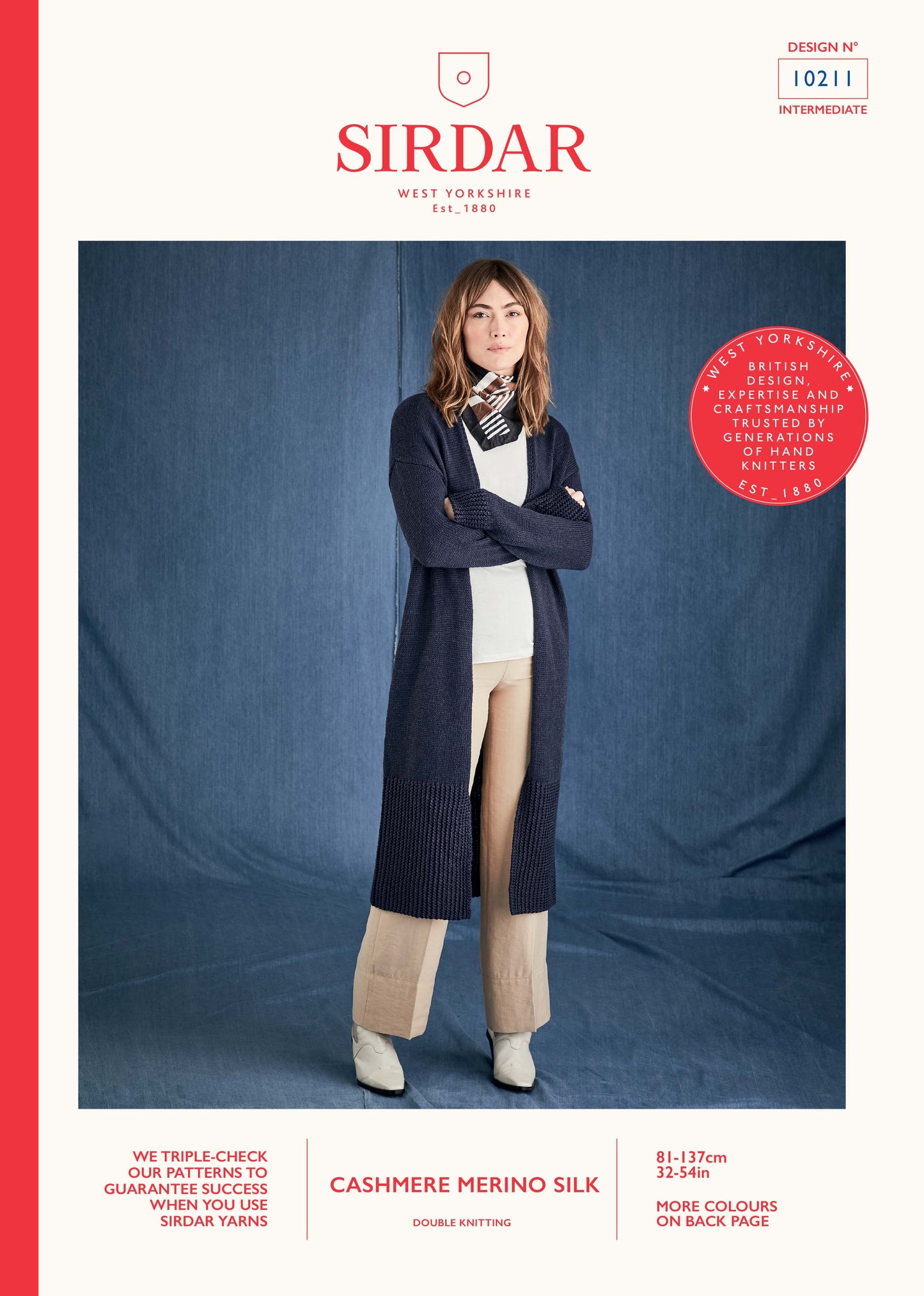 Sirdar Pattern 10211 - Longline cardigan-Sirdar cashmere merino silk DK - Product image