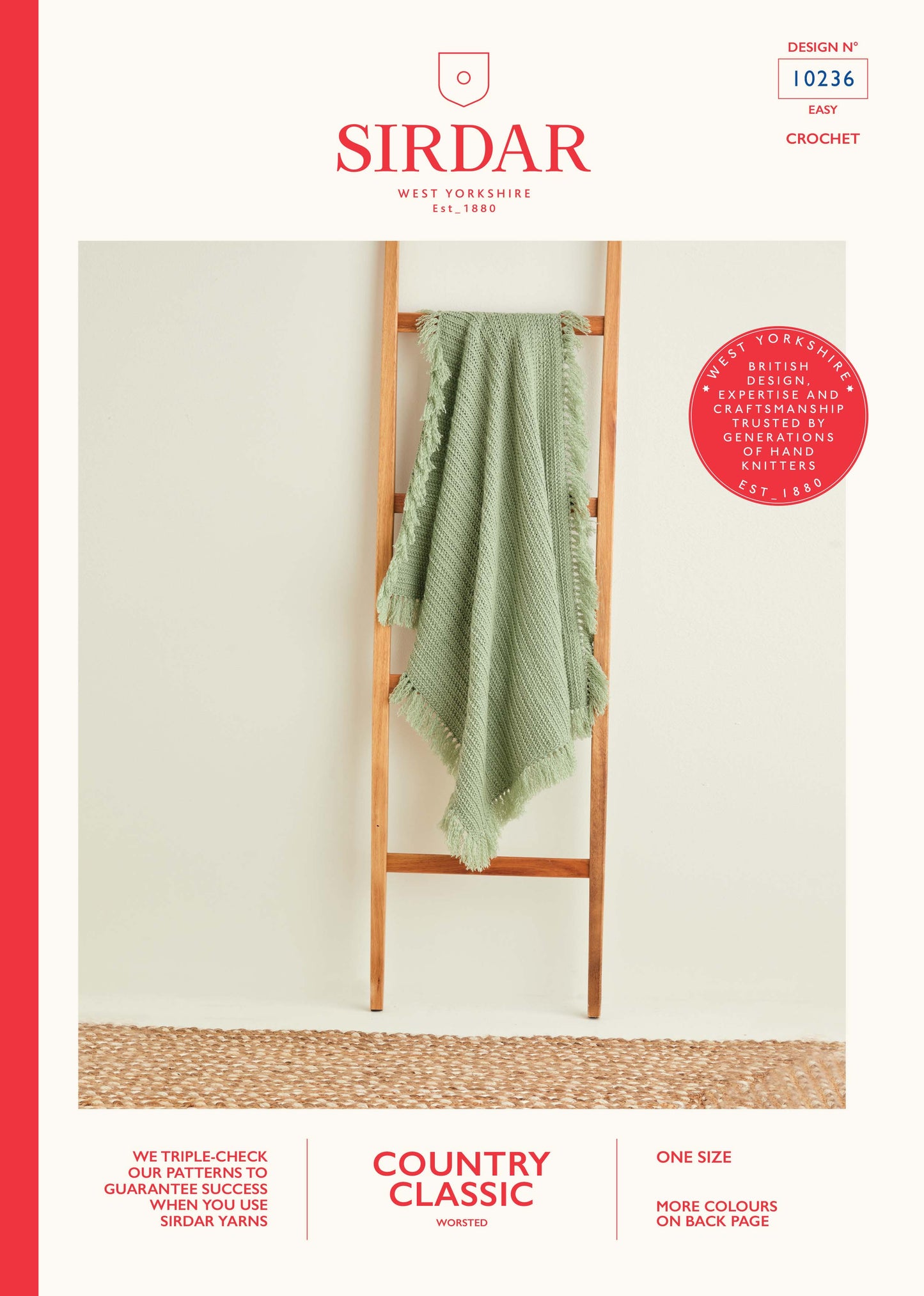 Sirdar Pattern 10236 - Herringbone crochet blasnket with tassels-Sirdar Country Classic Worsted - Product image