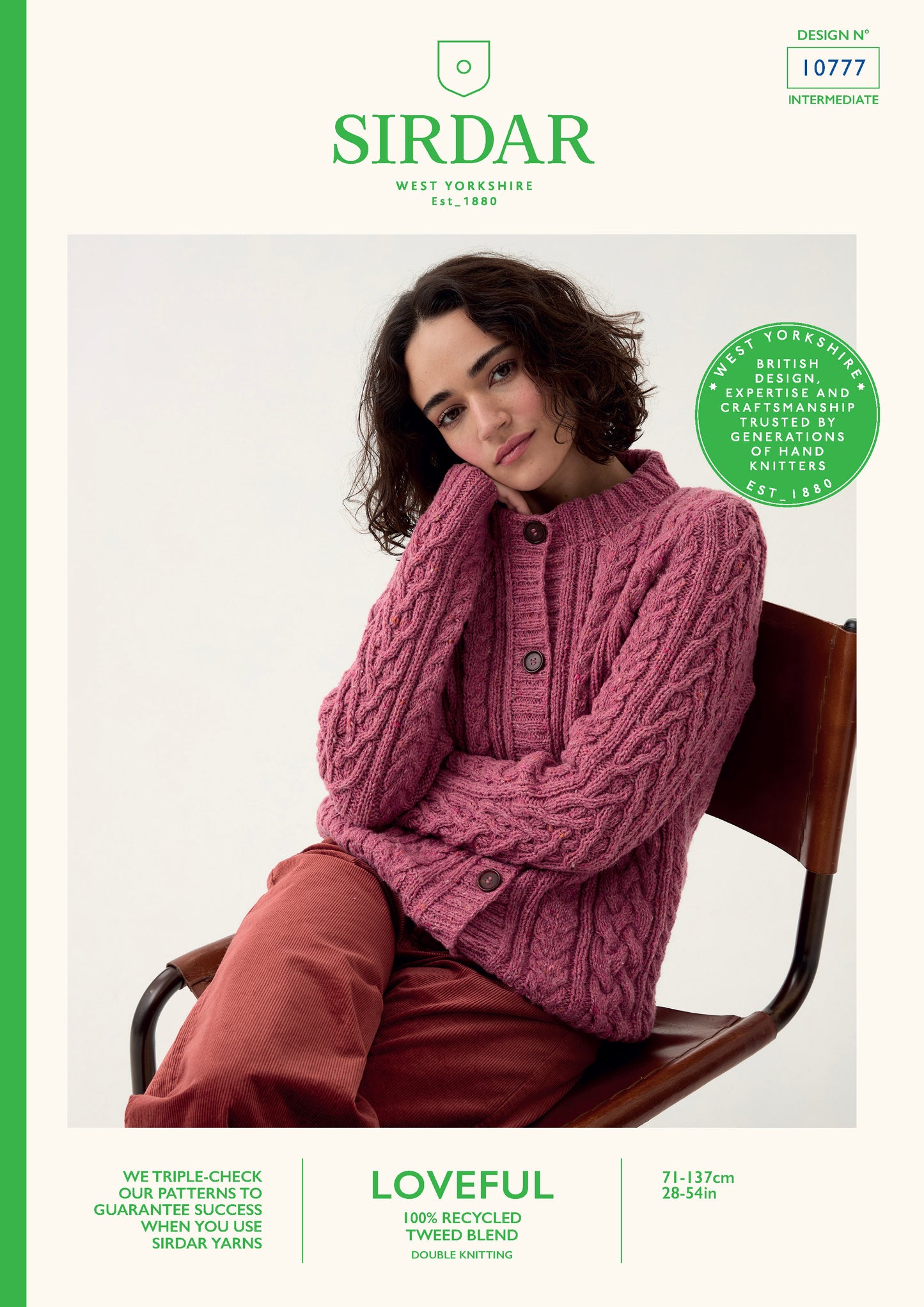 Sirdar Pattern 10777 - F261 Classic Cable Cardigan - Product image