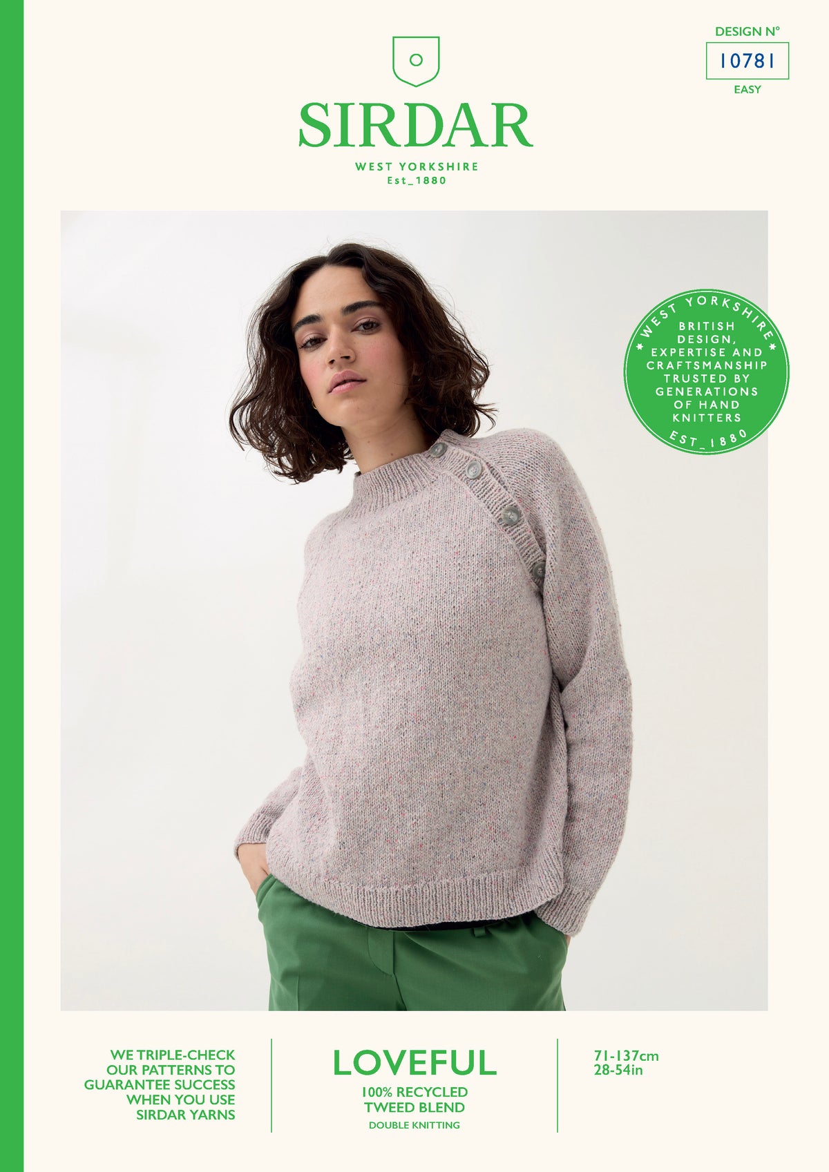 Sirdar Pattern 10781 - F261 Buttoned Raglan Sweater - Product image