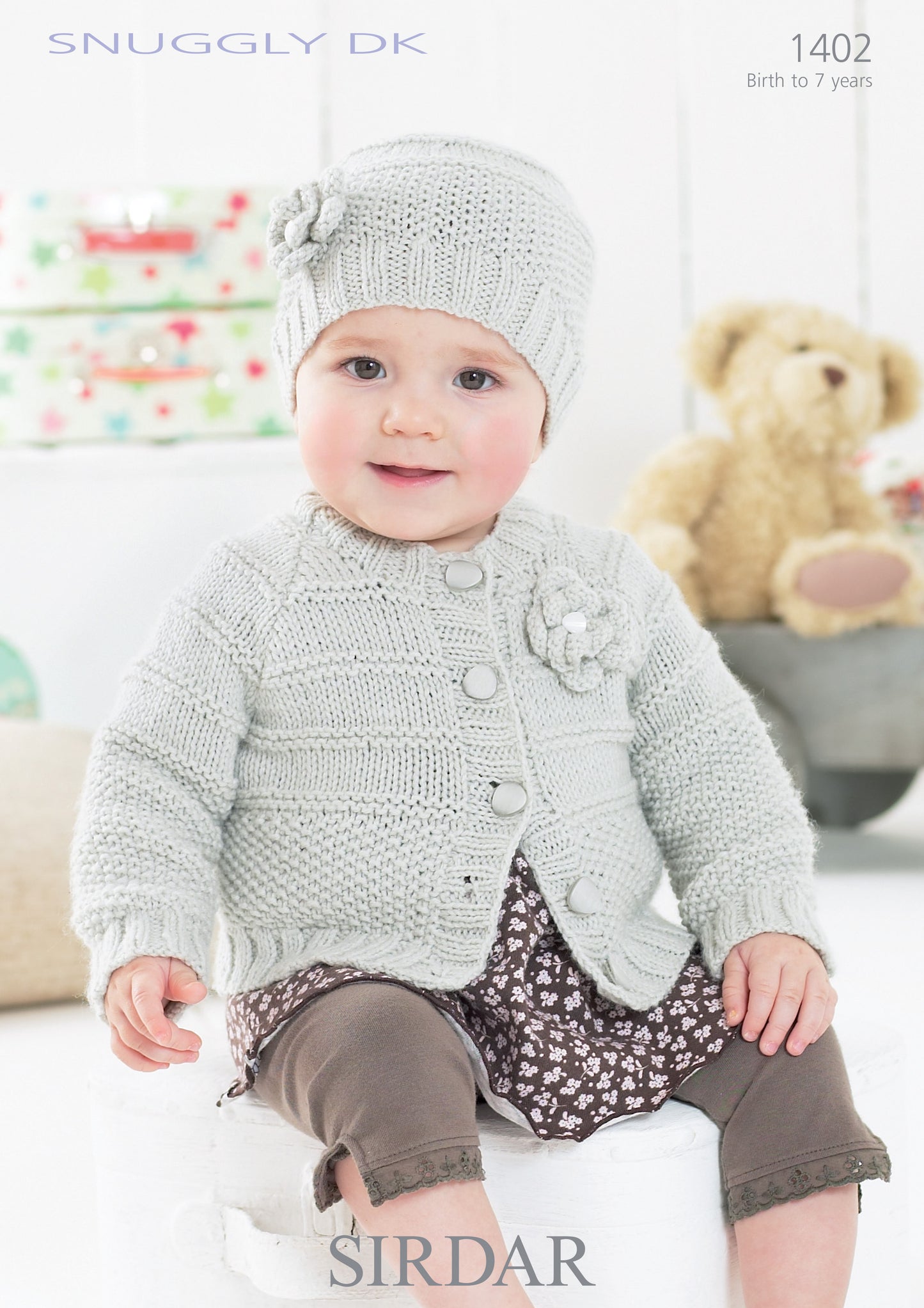 Sirdar Pattern 1402 - Cardi & Hat-Sirdar snuggly DK - Product image