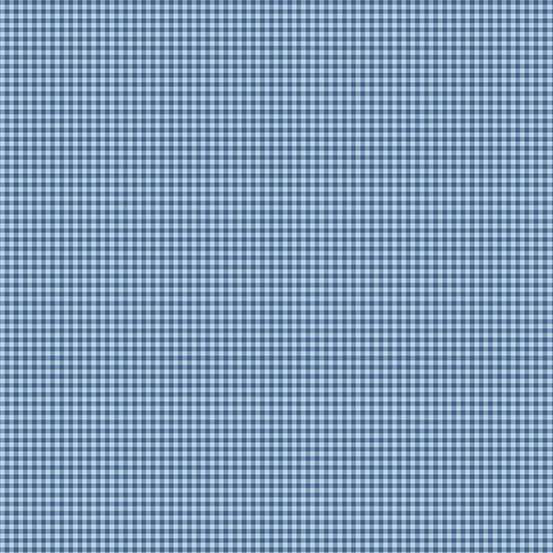 Gingham Blue - Petite Fleur quilting fabric by Makower UK