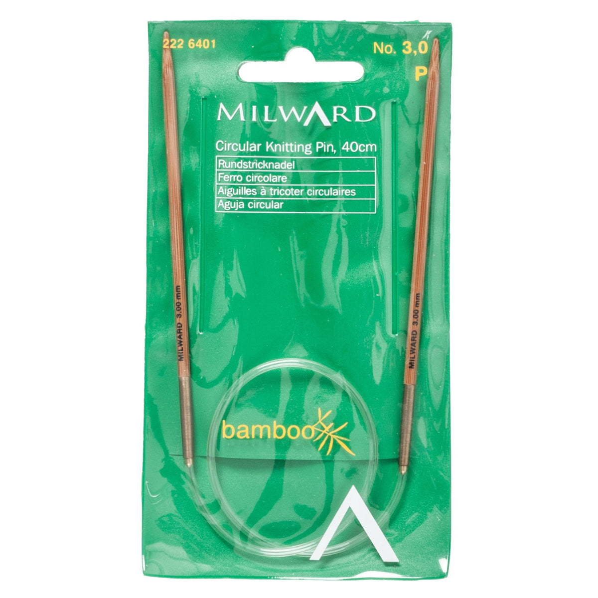 Milward Bamboo Fixed Circular Knitting Needles 40cm x 3.00mm