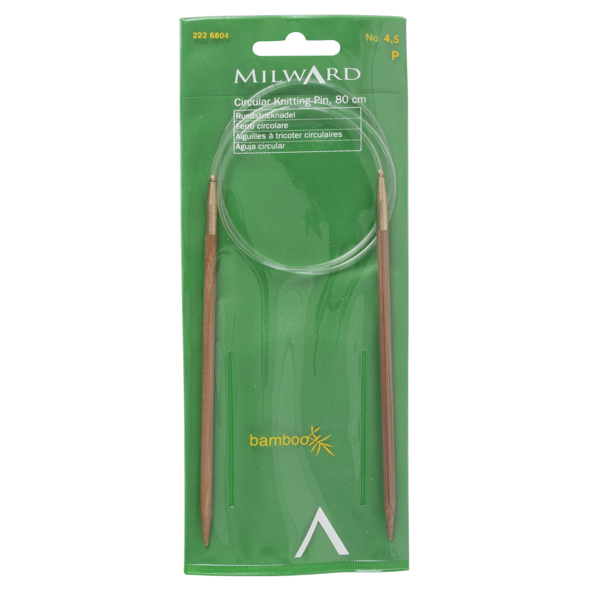 Milward Bamboo Fixed Circular Knitting Needles 80cm x 4.50mm