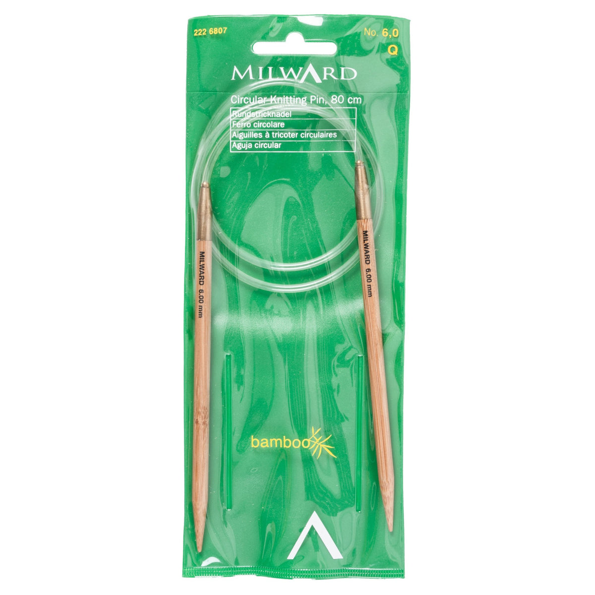 Milward Bamboo Fixed Circular Knitting Needles 80cm x 6.00mm