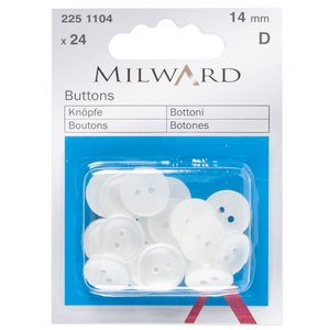 Milward Haberdashery Buttons Overall Pearl 14mm 24 Pieces