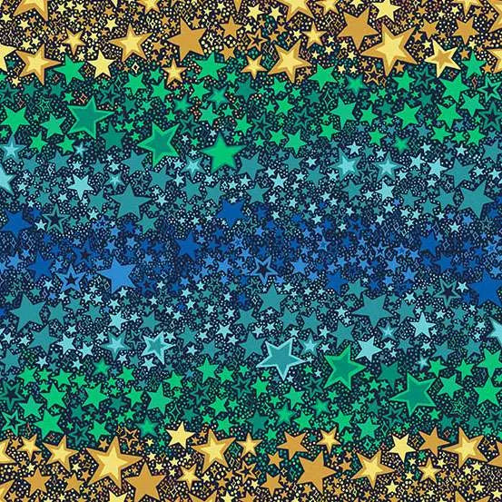 Makower UK Orbit - Ombre Star Blue