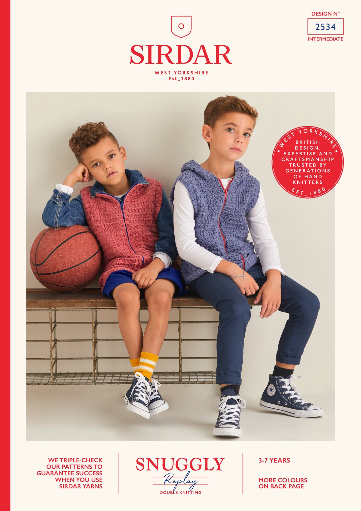 Sirdar Pattern 2534 - Kids zip up gilet-Snuggly replay DK - Product image