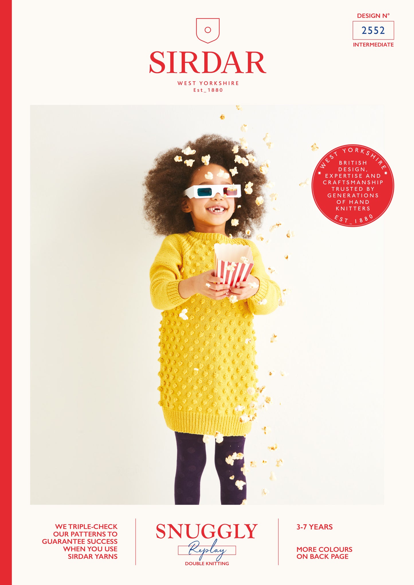 Sirdar Pattern 2552 - Kids popcorn stitch dress-Snuggly replay DK - Product image
