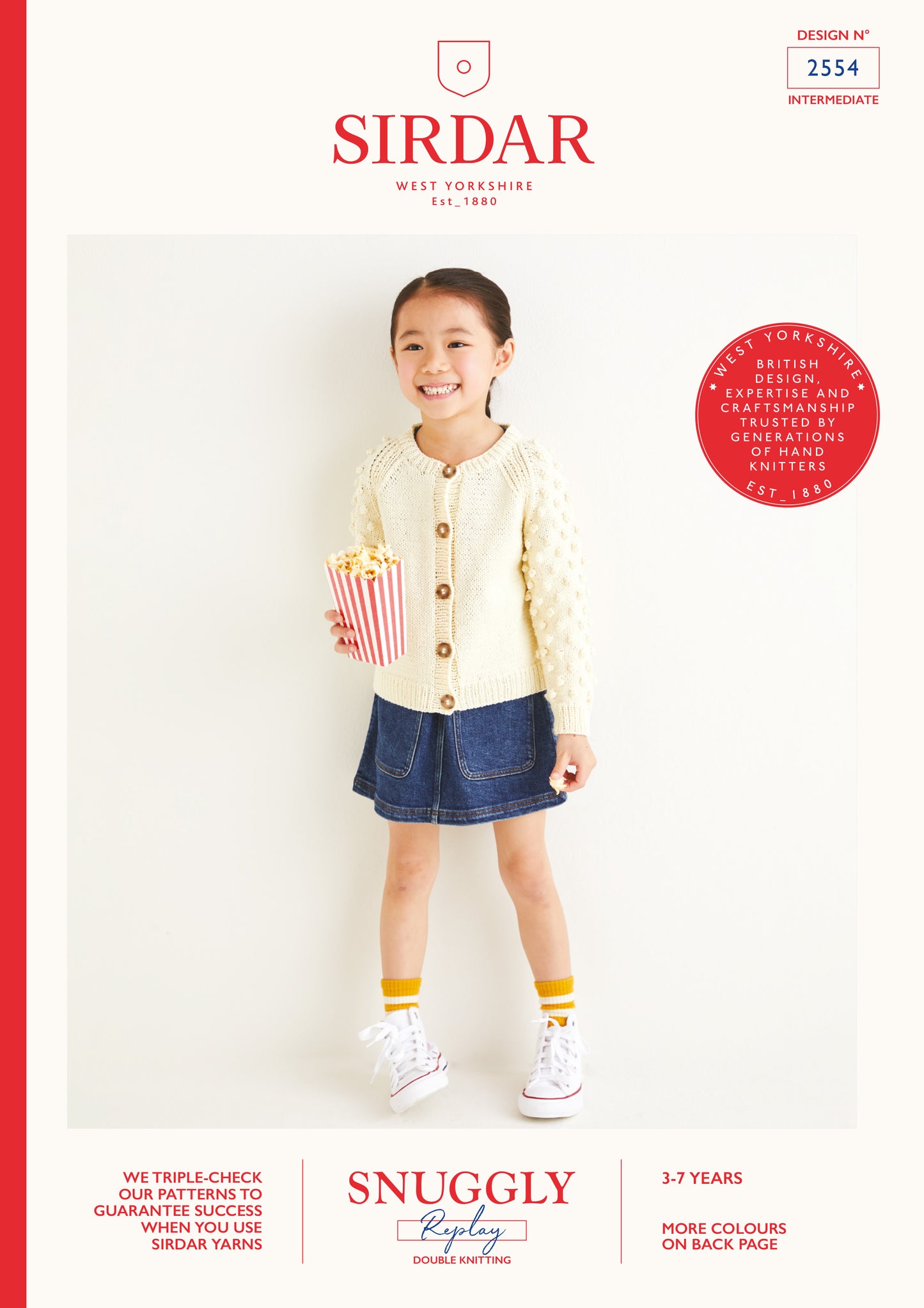 Sirdar Pattern 2554 - Kids popcorn stitch cardigan-Snuggly replay DK - Product image