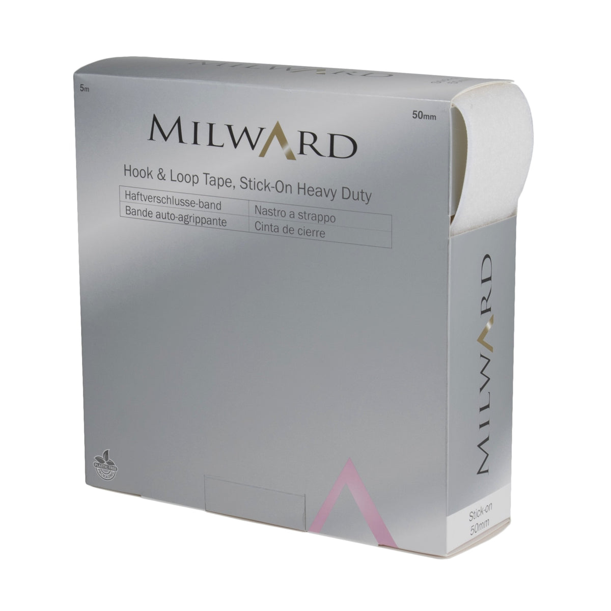 Milward Hook and Loop Tape Stick-On Heavy Duty 50mm White (Per Metre)
