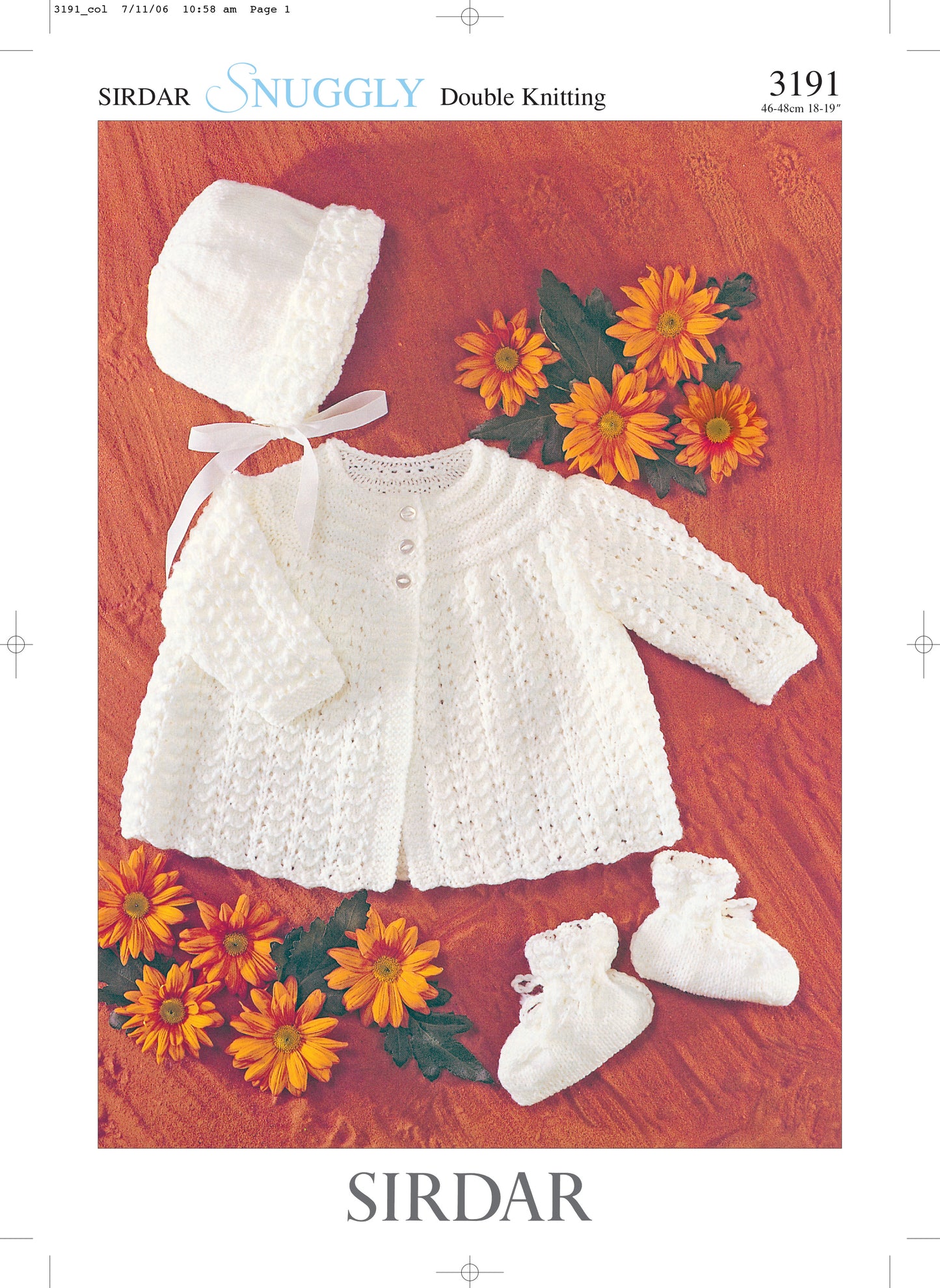 Sirdar Pattern 3191 - Matinee coat, hat & booties -Sirdar snuggly DK - Product image