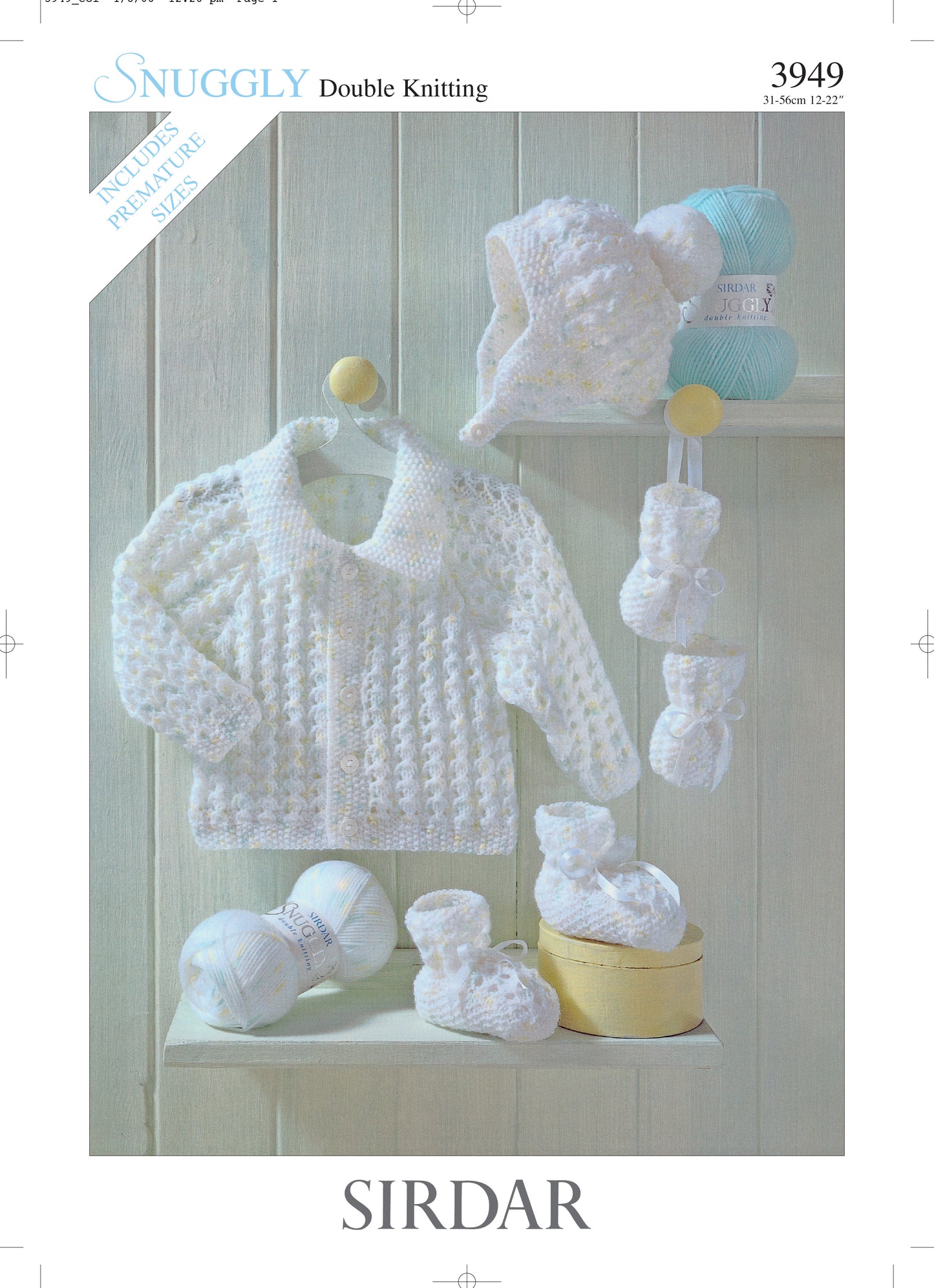 Sirdar Pattern 3949 - Baby jacket, hat, booties & mittens-Snuggly DK - Product image