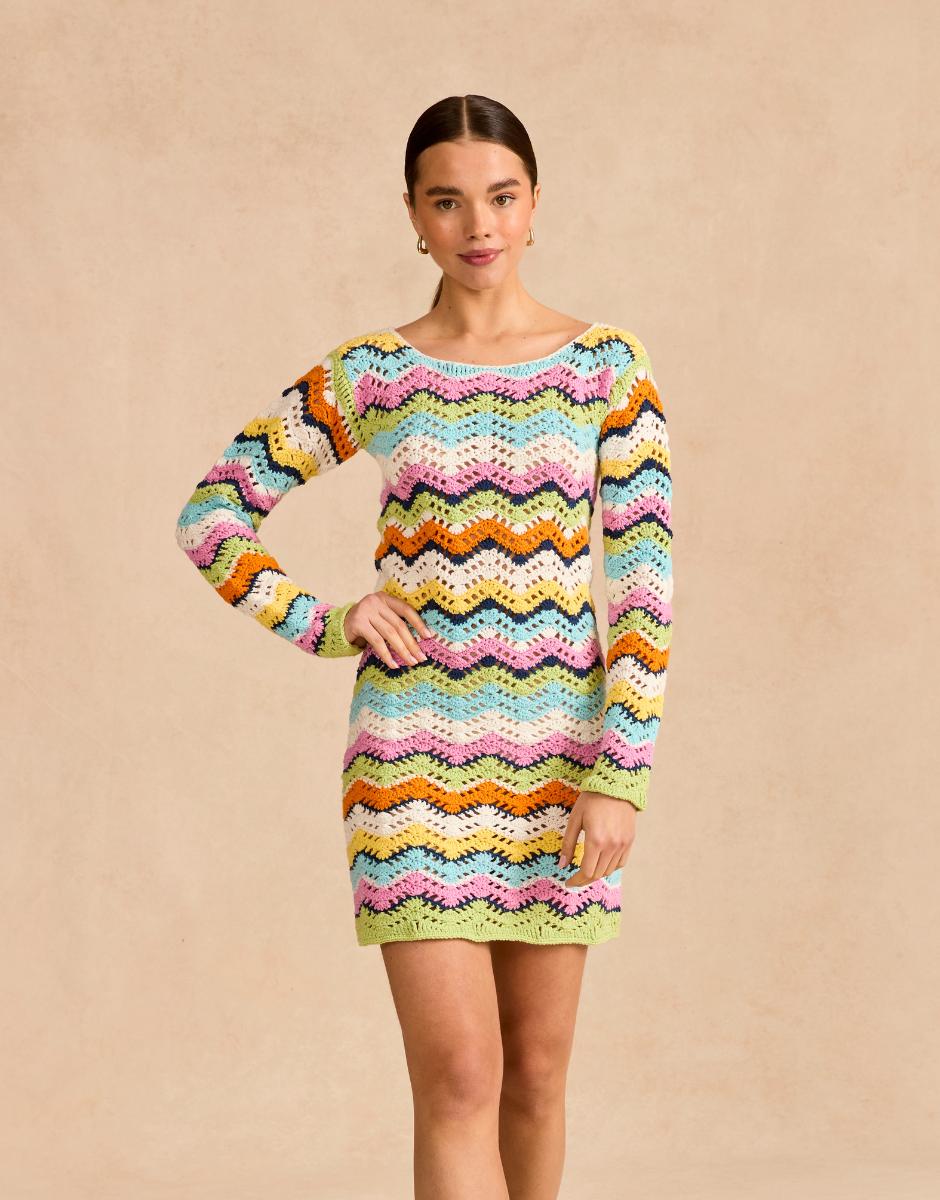 F137 Cheeky chevron Minidress