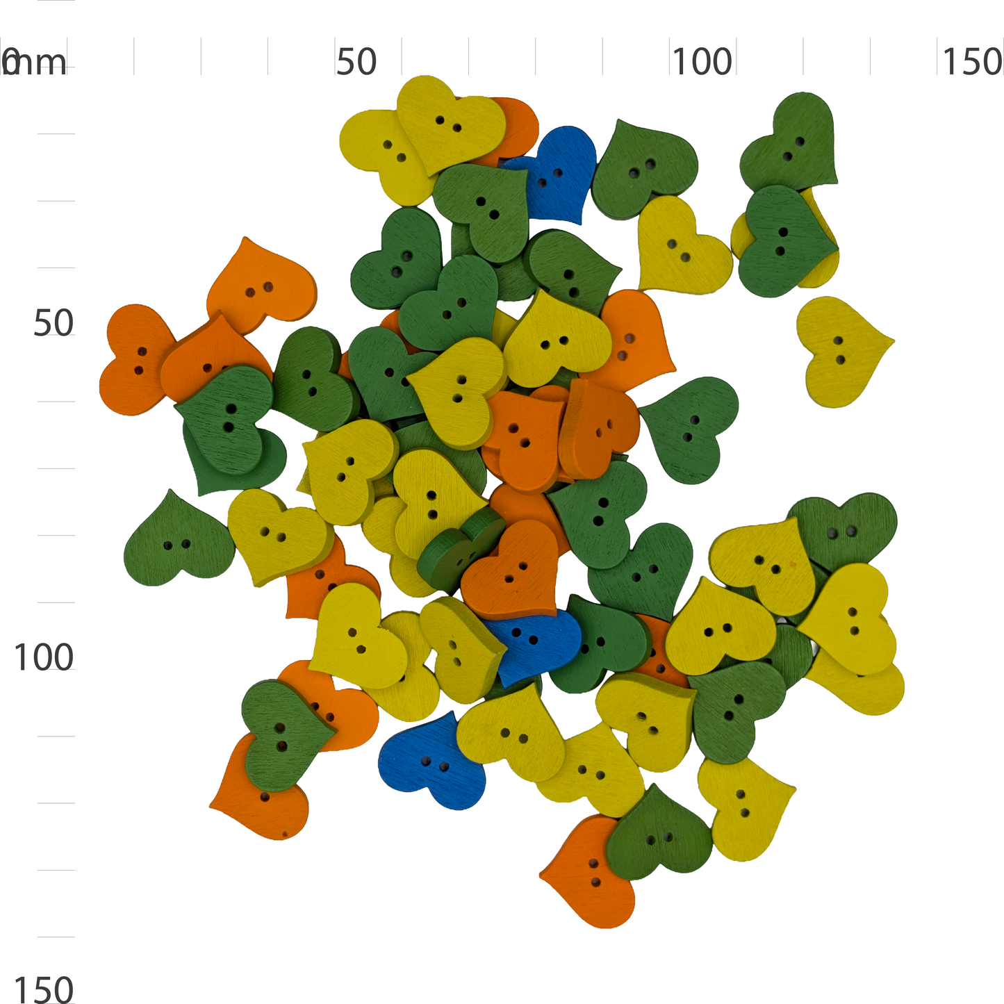 Wooden Colourful Heart Button