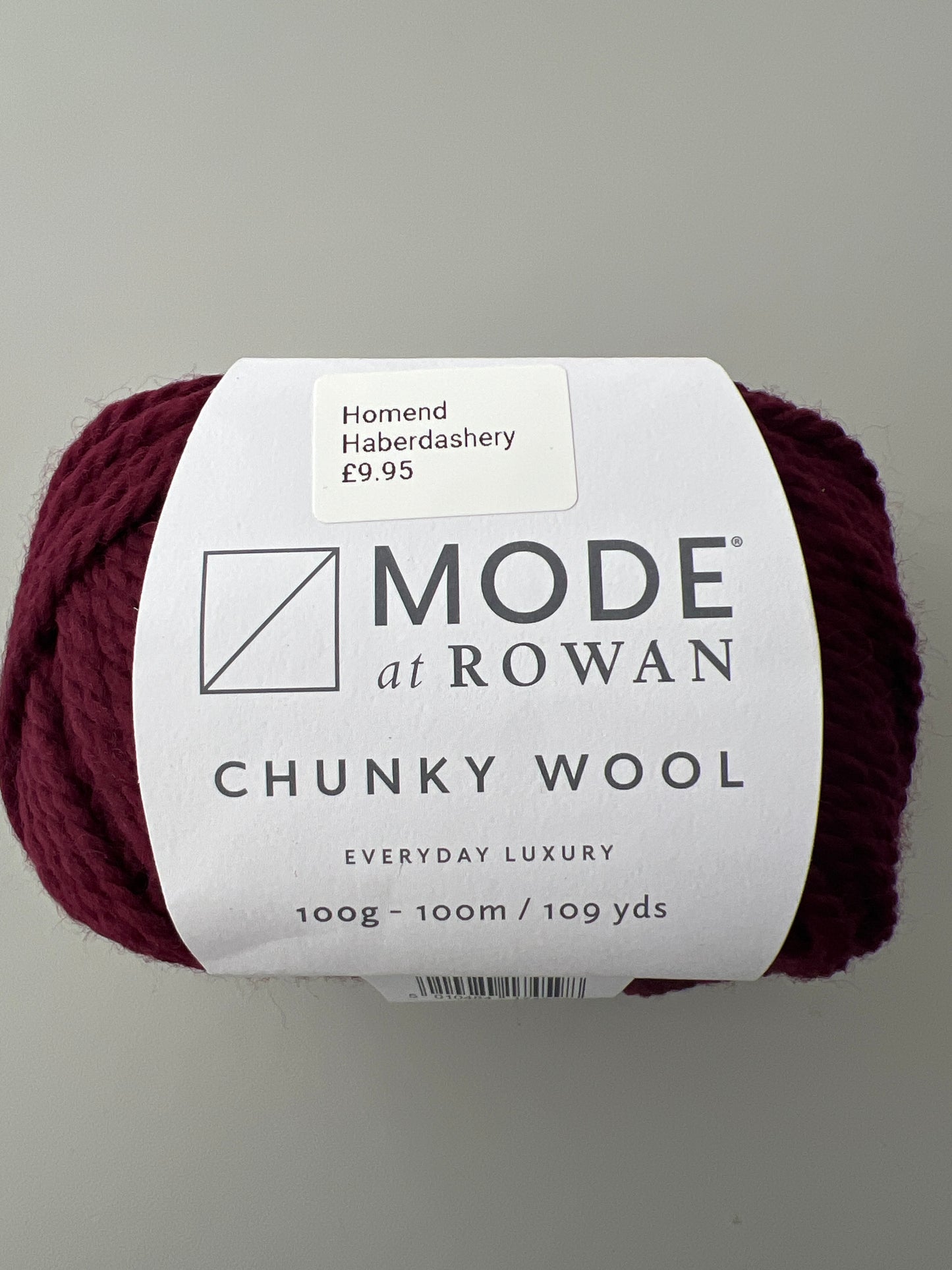 Rowan yarn in burgundy, wool blend - close up detail