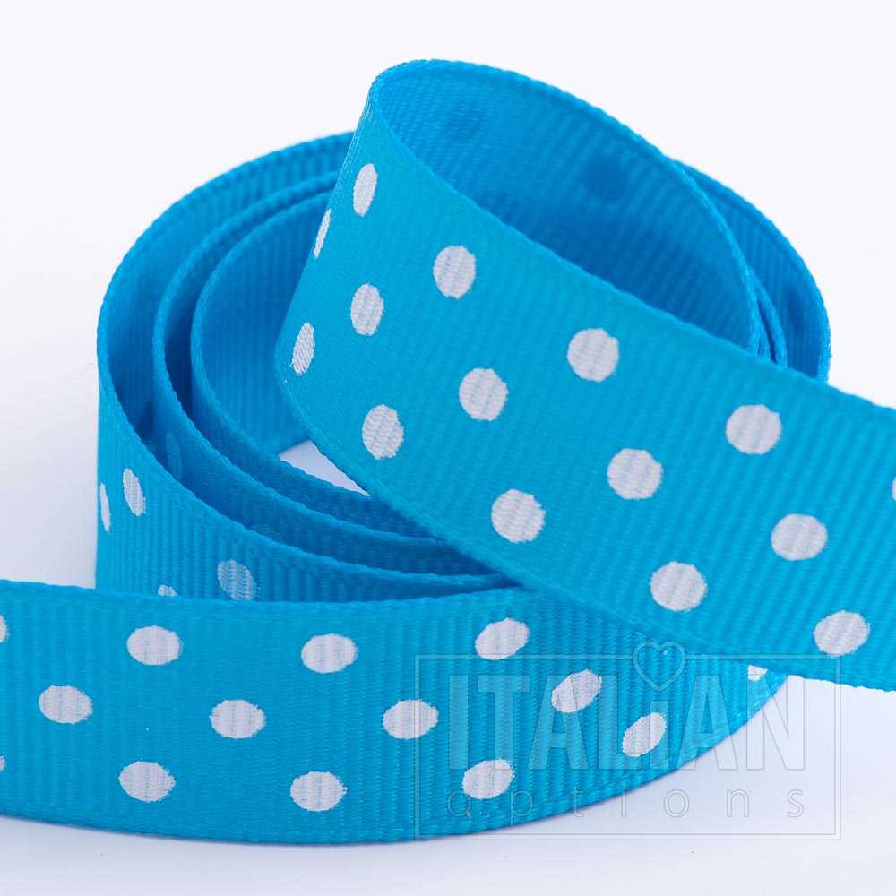 Turquoise Polka Dot Grosgrain Ribbon 25mm x 10m