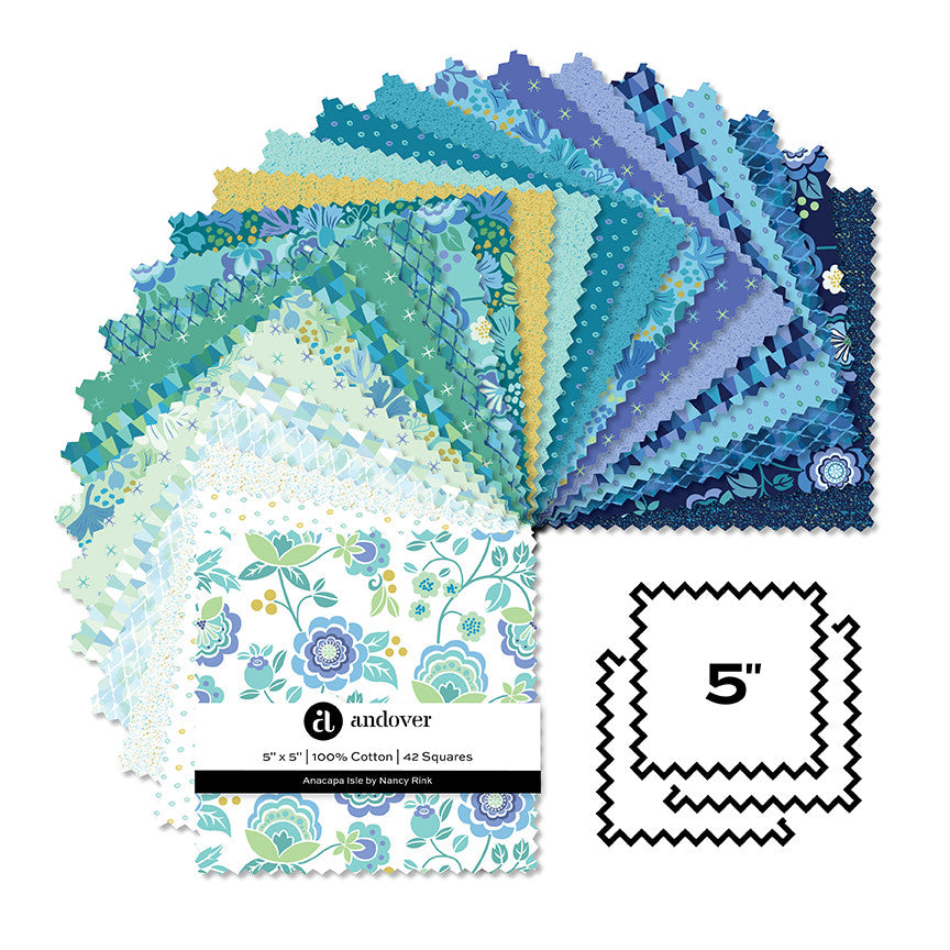 Andover Fabrics Anacapa Isle - 5 Inch Charm Pack (42 Cuts)