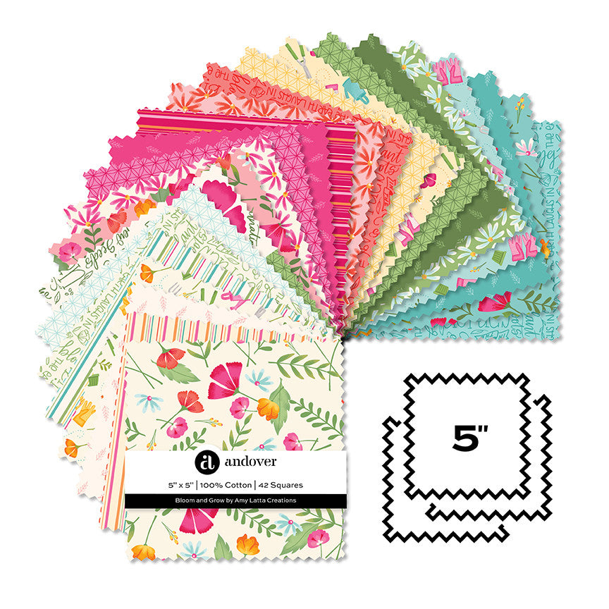 Andover Fabrics Bloom and Grow - 5 Inch Charm Pack (42 Cuts)