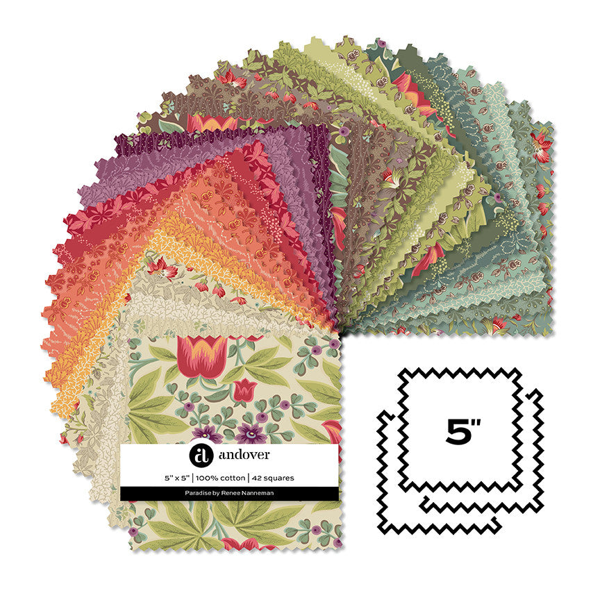 Andover Fabrics Paradise - 5 Inch Charm Pack (42 Cuts)