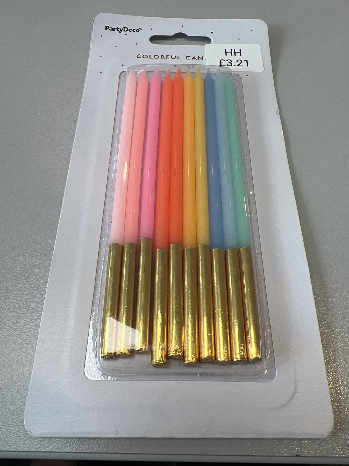Rainbow gold cake candles 14cm