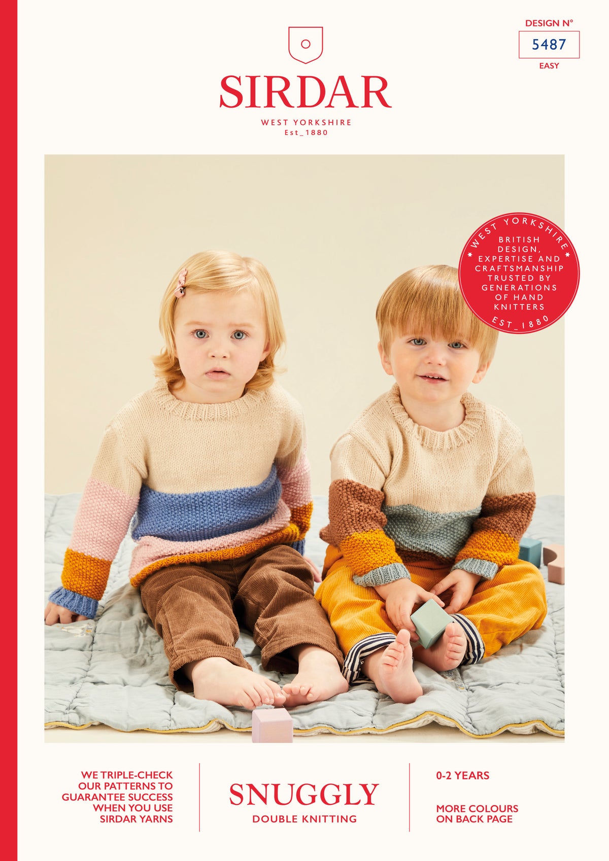 Sirdar Pattern 5487 - Baby Colour Block Sweater In Snuggly DK