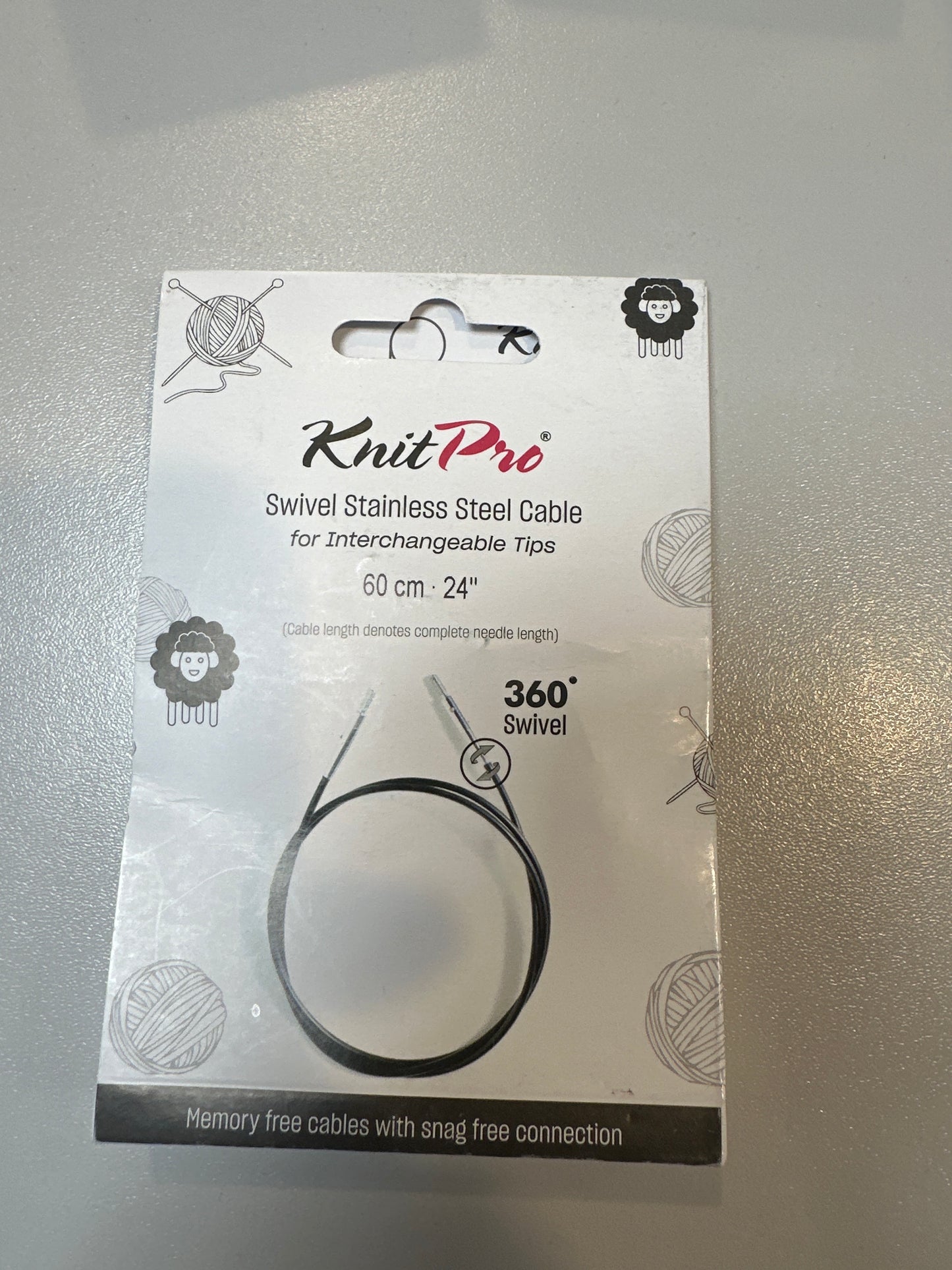 KnitPro Swivel S/Steel Cable- 60cm