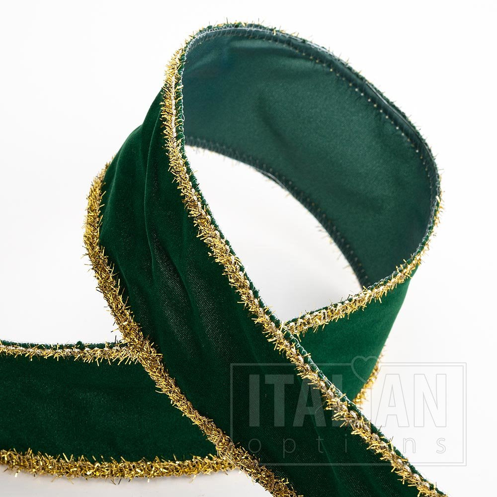 Velvet/Gold Tinsel Wired Edge 63mm x 10M