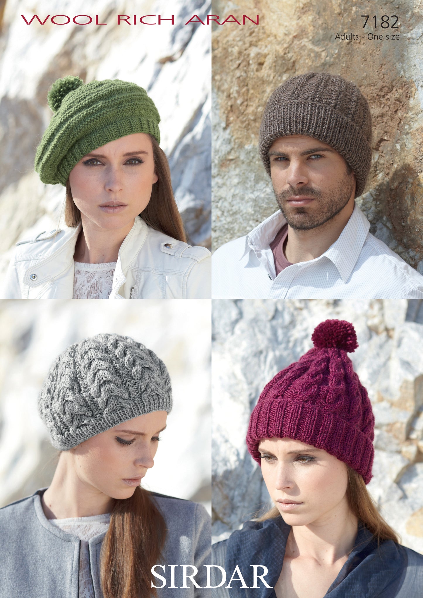 Sirdar Pattern 7182 - Hats-Sirdar woll rich aran. - Product image