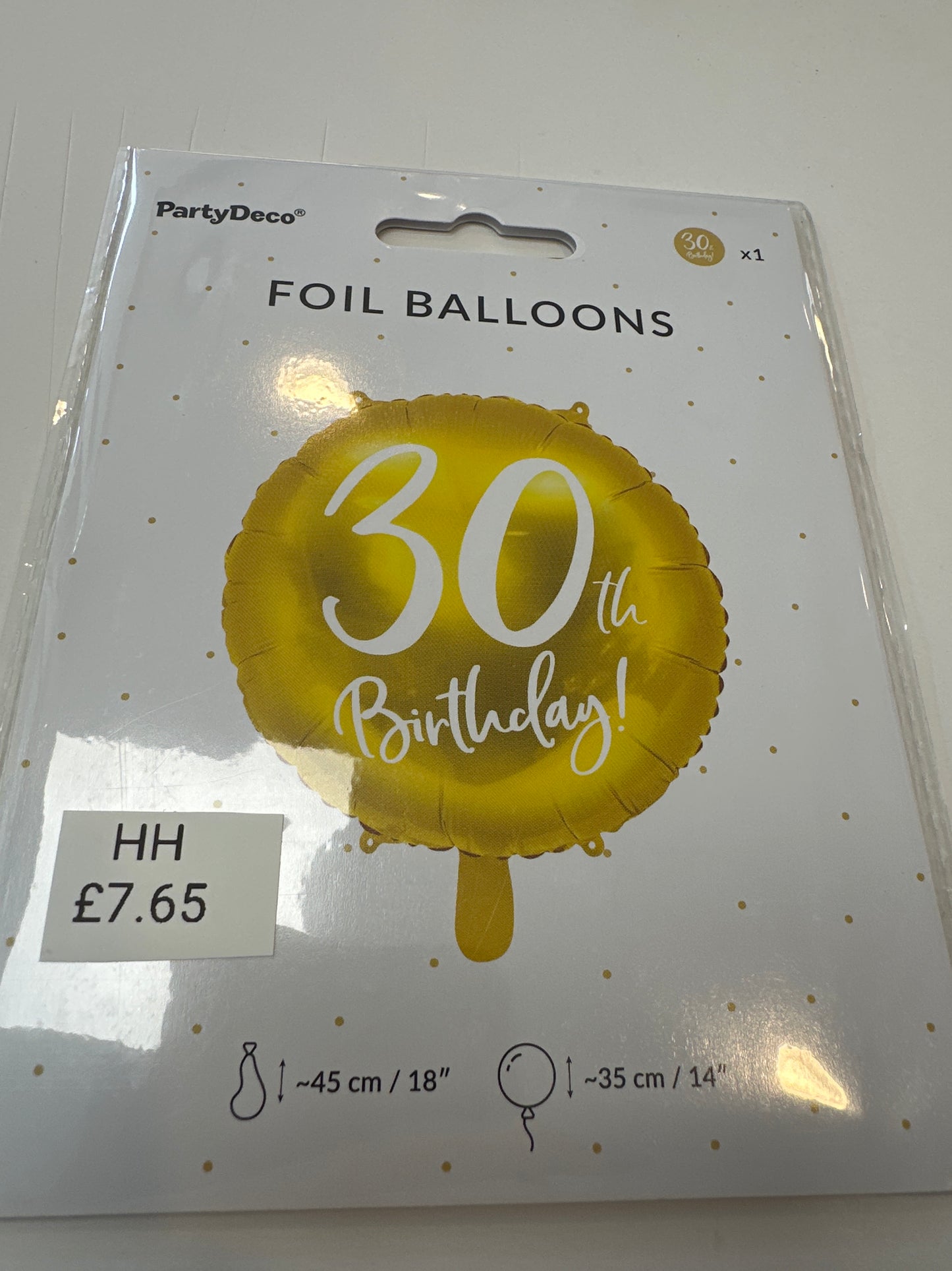 Gold 30th Birthday Balloon. 18”