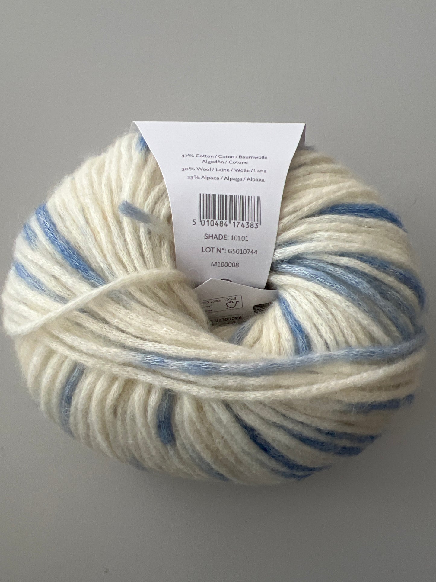 Rowan yarn in blue - close up detail