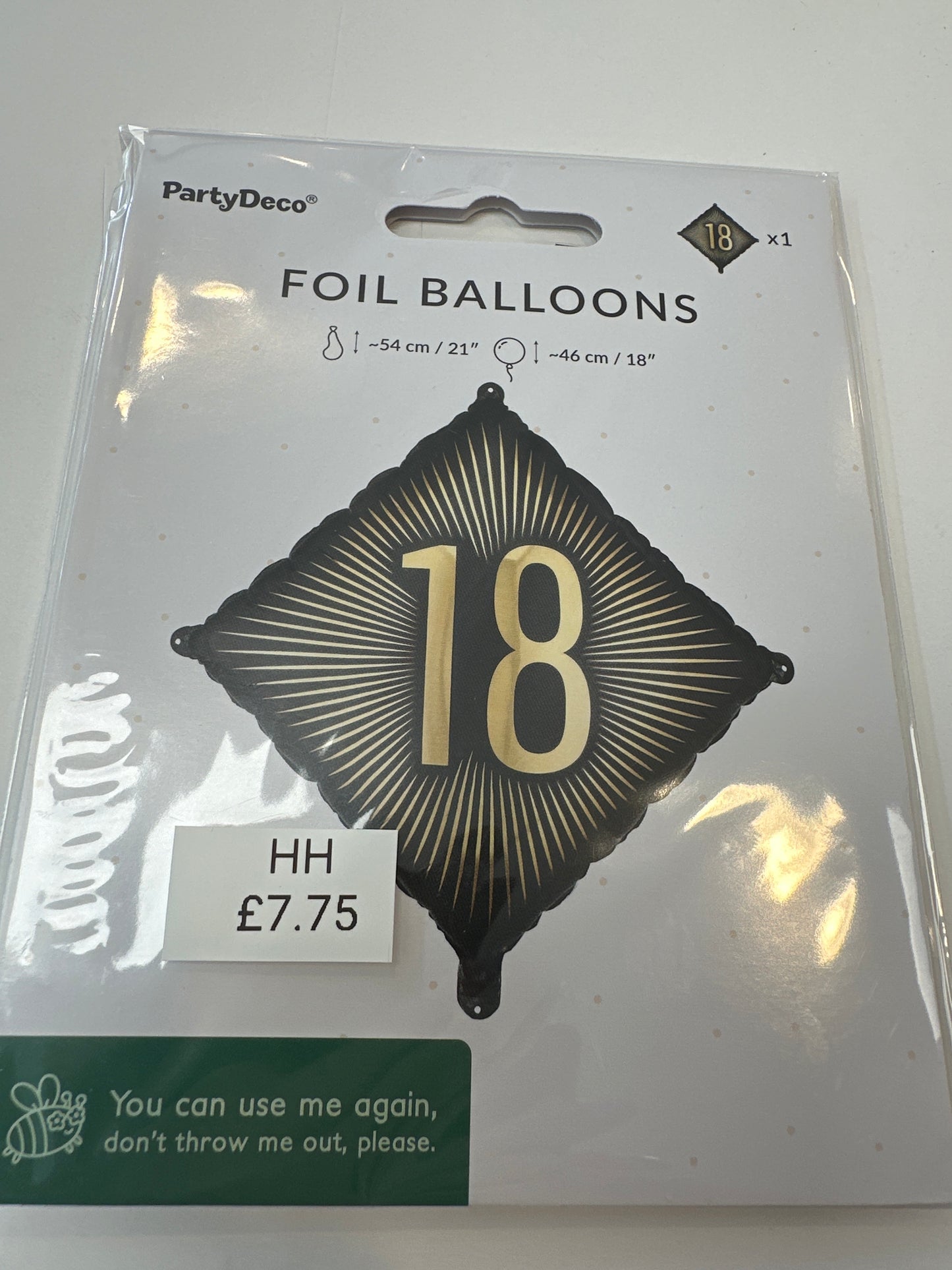 Black & Gold 18th Birthday Balloon. 21”