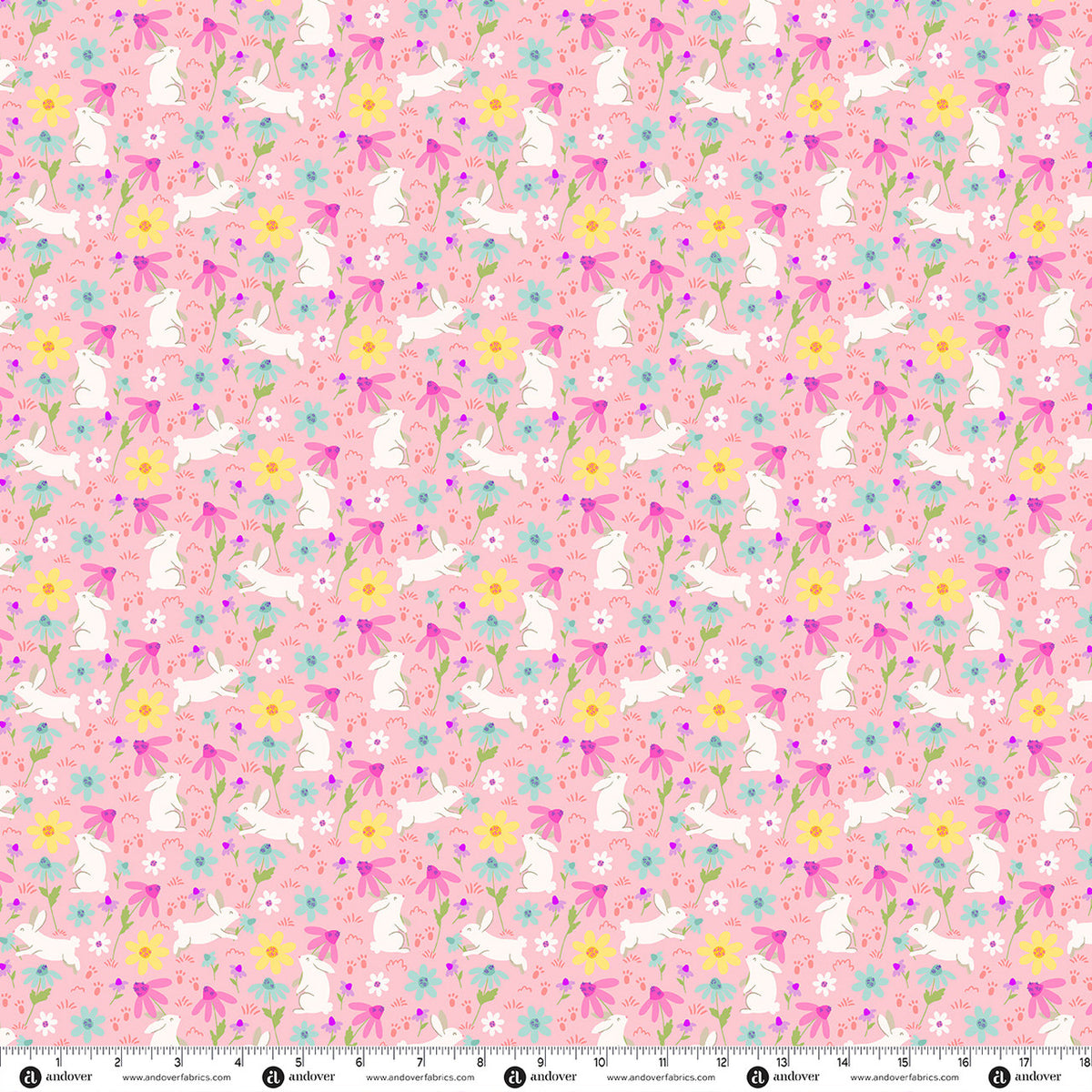 Andover Fabrics Bunny Hops - Bunny Field Blush