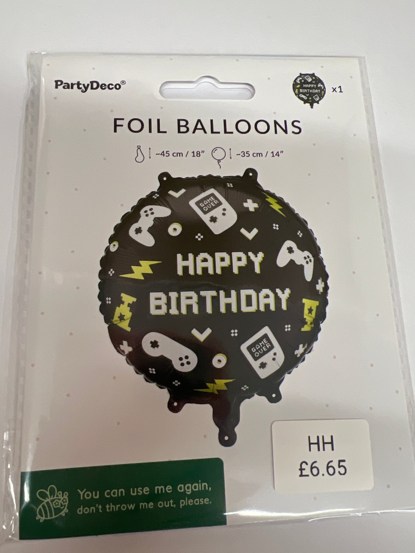 Black gamer helium balloon