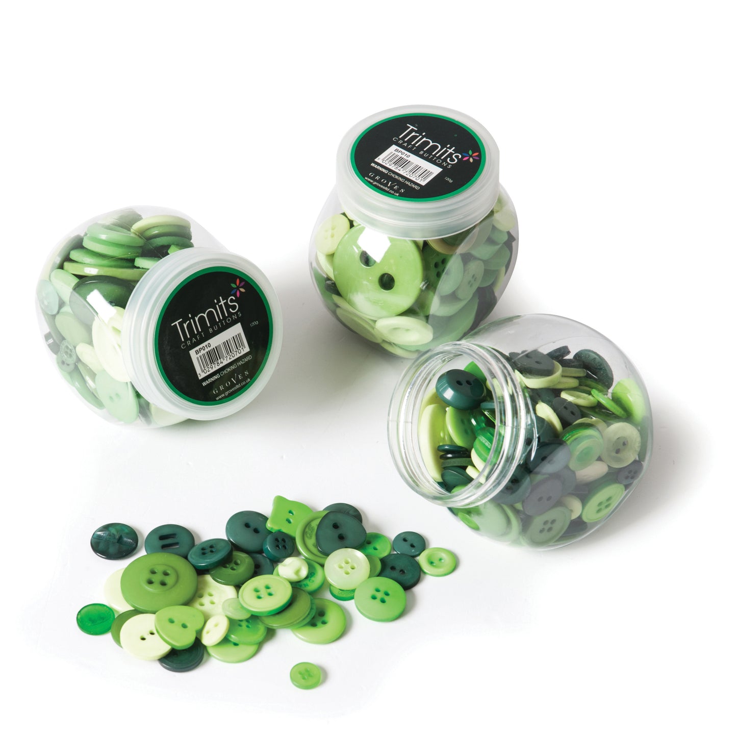 Trimits Buttons Craft Jar Assorted Green
