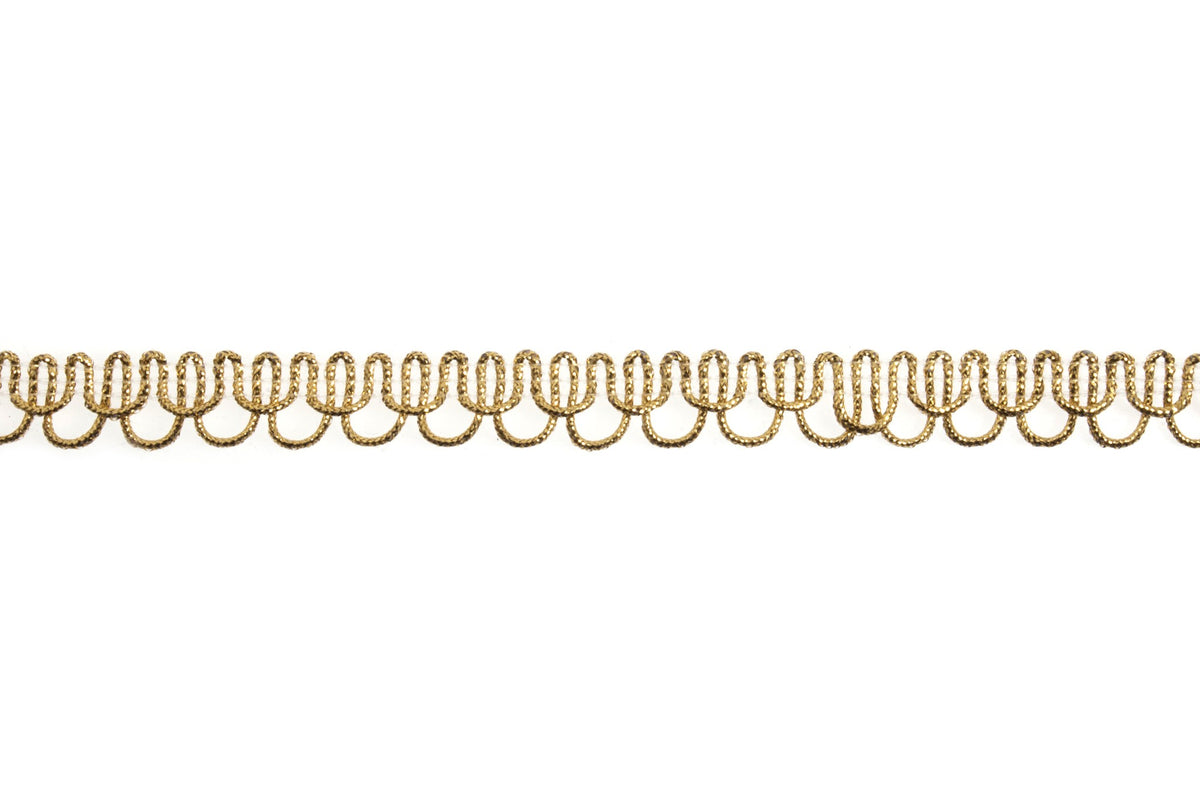 Essential Trimmings Loop Braid Metallic 12mm Gold (Per Metre)