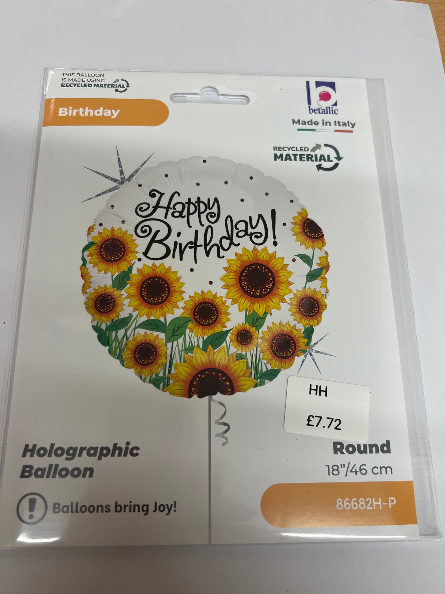 Sunflower happy birthday helium balloon