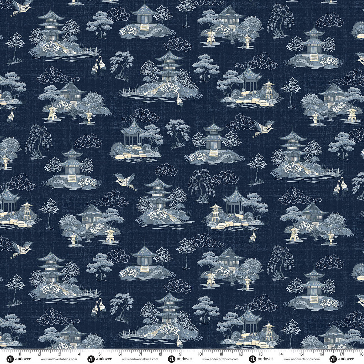 Makower UK Indigo - Sanctuary Dark Blue