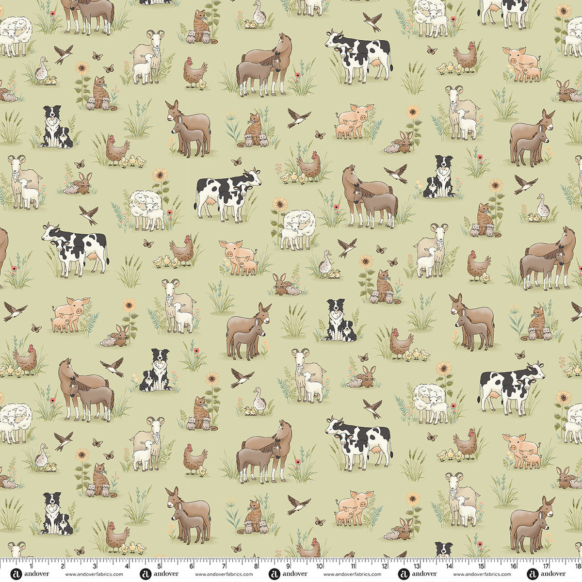 Makower UK Smallholding - Animals Green