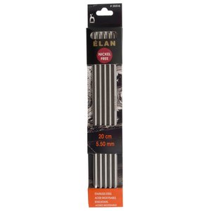 Pony Knitting Pins Double-Ended Set of 5 Elan Stainless Steel 20cm x 5.50mm