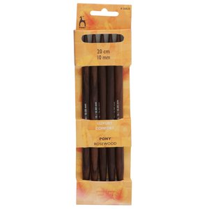 Pony Knitting Pins Double-Ended Set of 5 Rosewood 20cm x 10.00mm