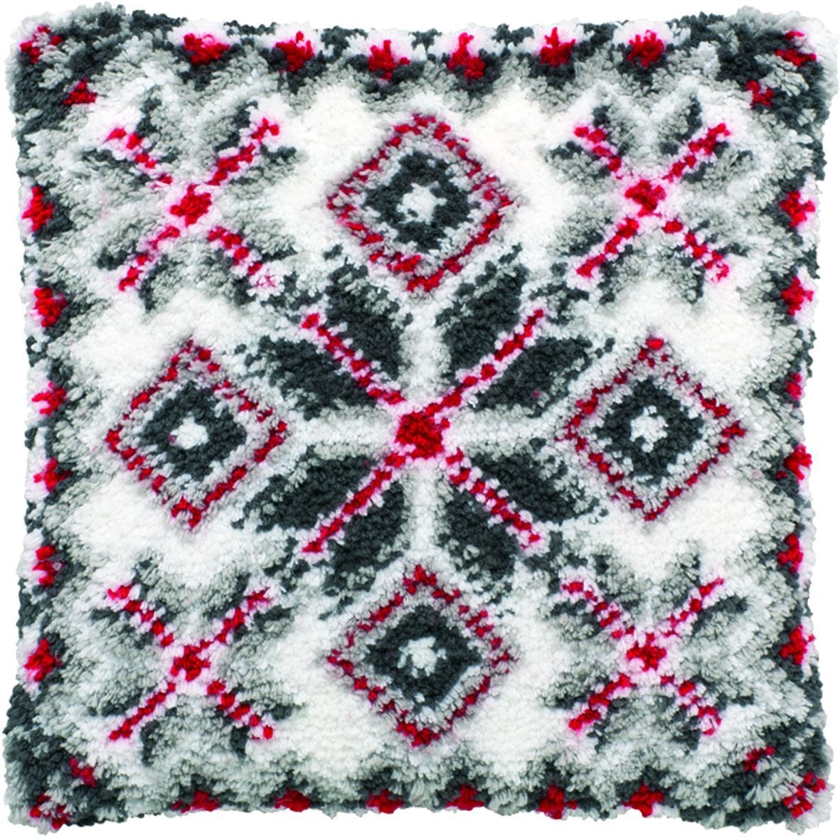 PAKO 40X40 cm LATCH HOOK CUSHION KIT SNOWFLAKE GREY