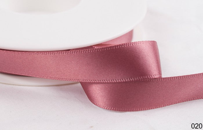 Dark Dusky Pink Wired Double Faced Satin Ribbon 25mm x 25m (Art 12102)