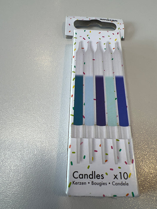 6cm mixed blue cake candles