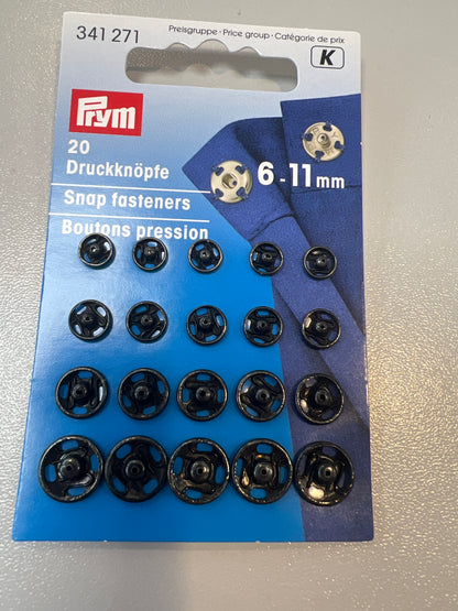 Black sew on snap fasteners