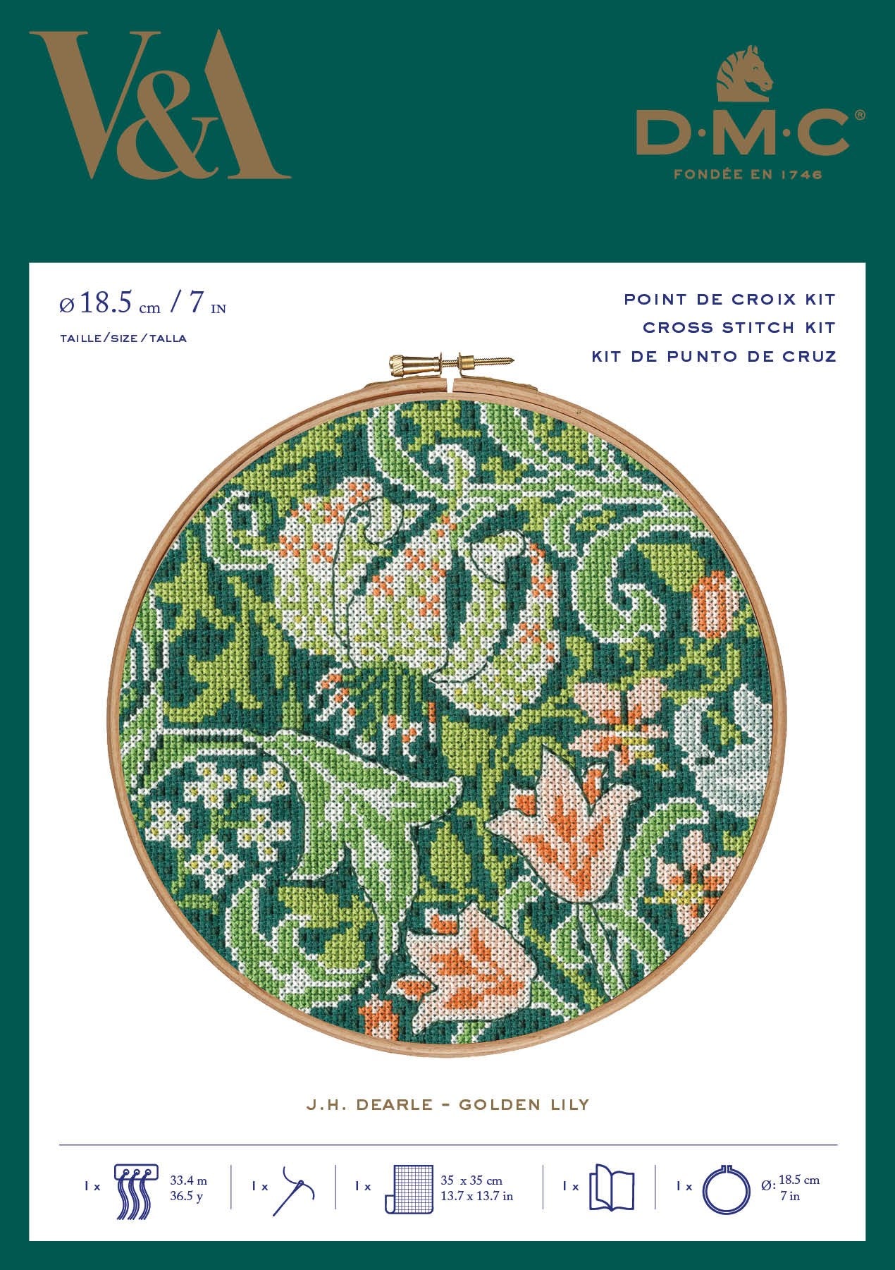 DMC V&A Golden Lily Cross Stitch Kit