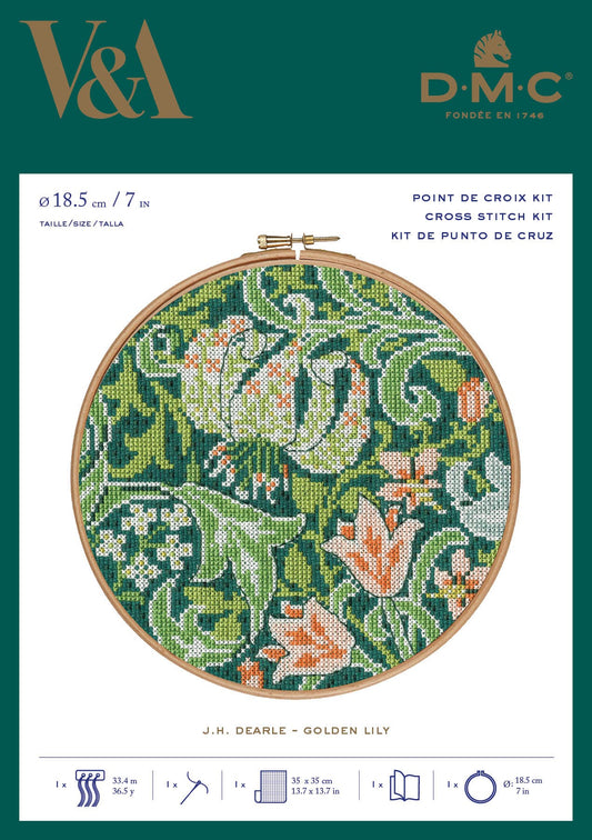 DMC V&A Golden Lily Cross Stitch Kit